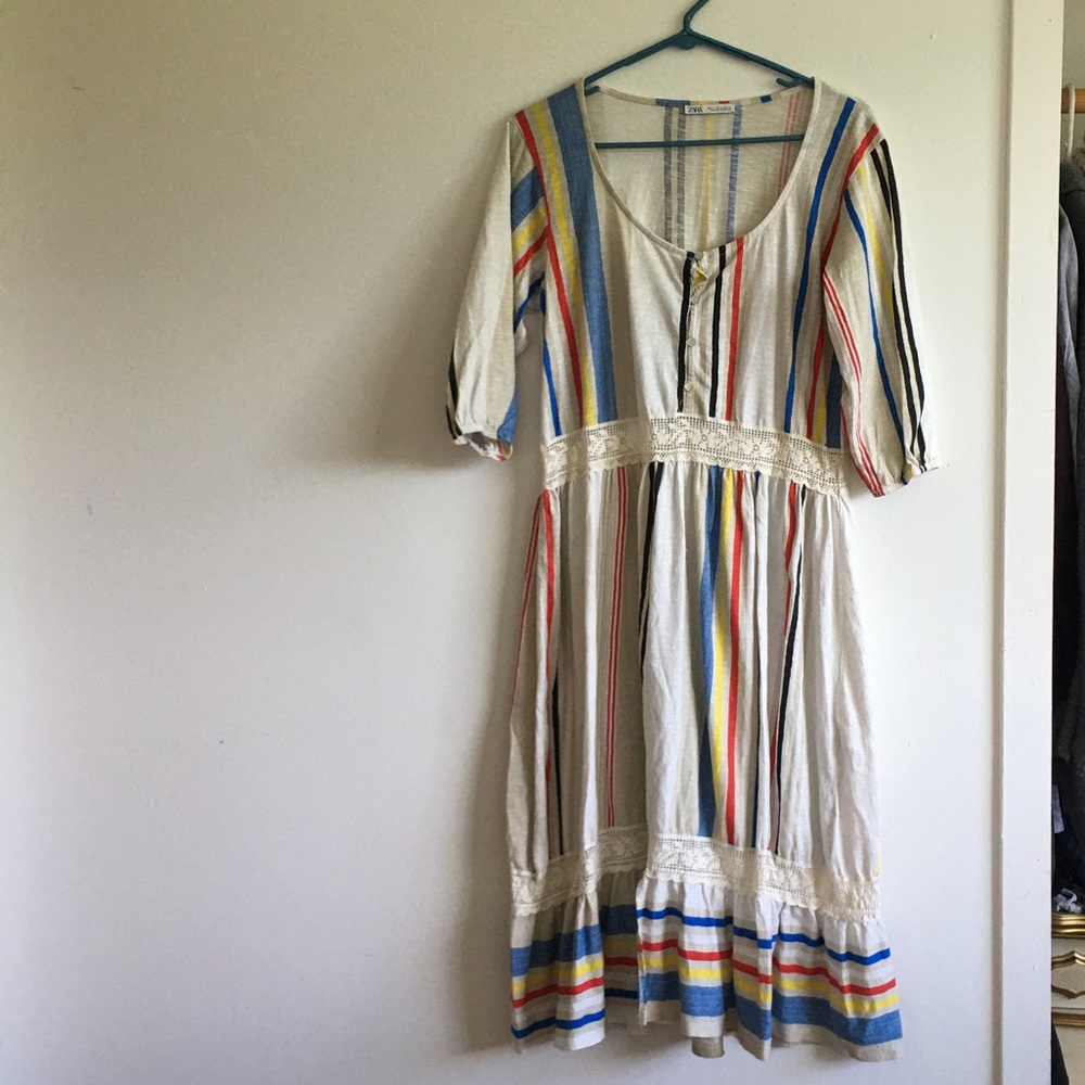 Striped Midi Prairie Dress size S